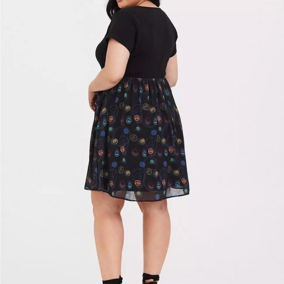 Torrid Her Universe Marvel Avengers Endgame Skater Mini Black Dress Chiffon2X - Picture 3 of 9